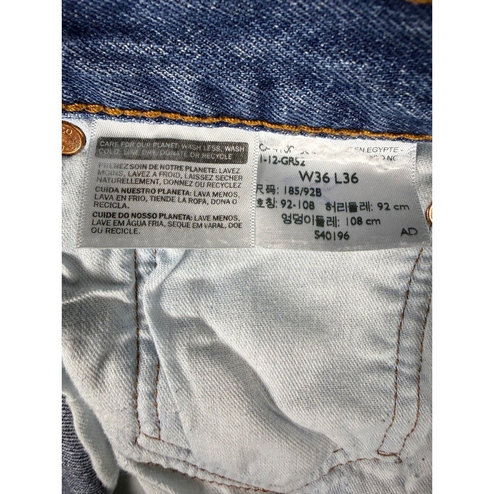 Levis 501 Original Fit Jeans Mens 36x36 Blue Denim Straight Leg Button Fly - Picture 8 of 10